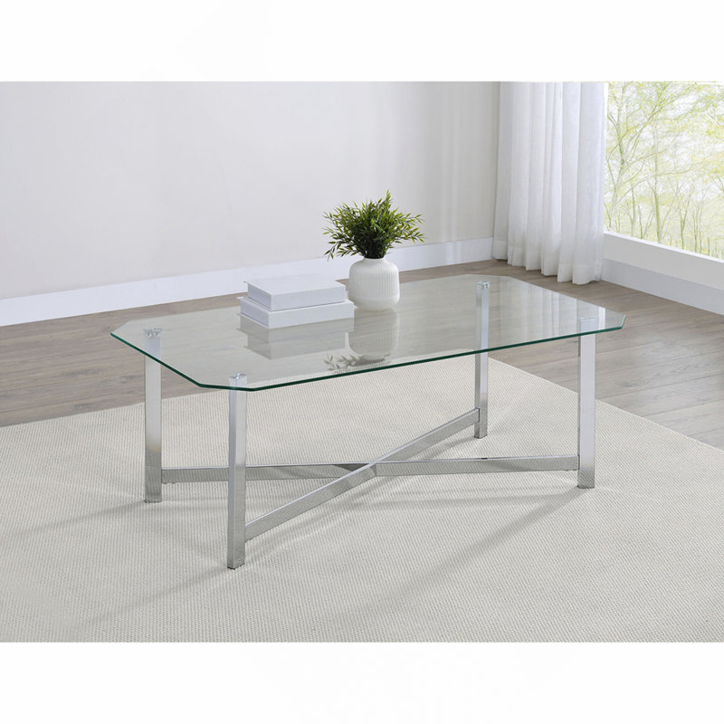 Table basse en verre chromé