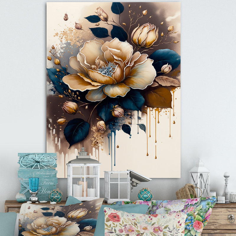 Art sur toile rose et brune, H 44 po x l 34 po x P 1,5 po, Toile tendue