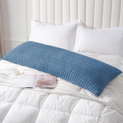 PHF 100% Cotton Waffle Body Pillowcase with Zipper, 1 Pack 20" x 54" Soft Skin-Friendly Pillow Sham, No Filling