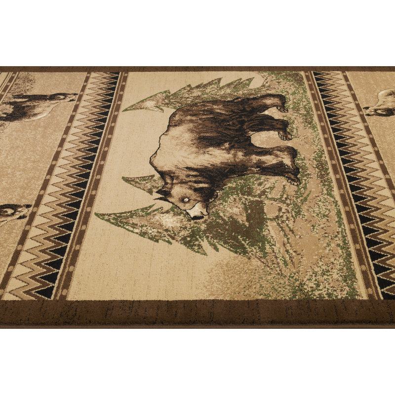 Tapis brun / crème en polypropylène Tristian, Rectangle 2 pi x 3 pi