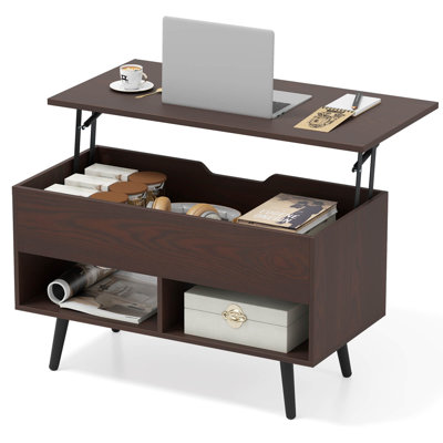 31.5" Lift Top CoffeeTable ModernTable with Hidden Compartment&Wood Legs For Home Brown