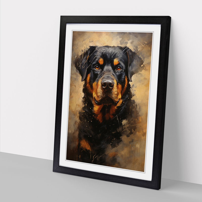 Rottweiler Contemporary - Framed Print, Black, 34cm H x 25cm W x 2cm D