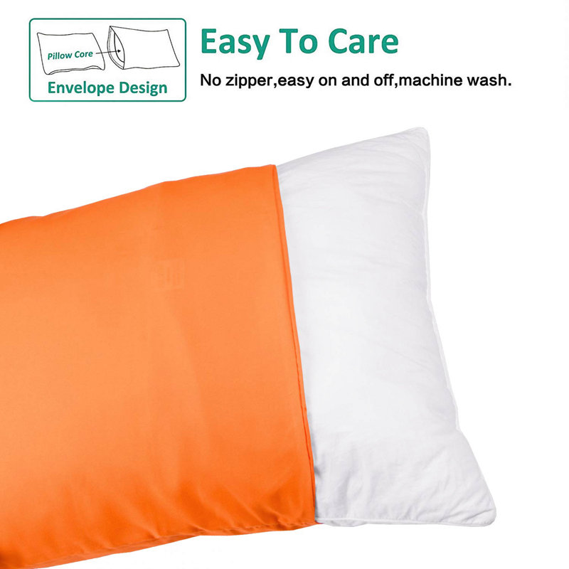 Standard Orange Microfiber Pillowcases with Envelope Closure - Set of 2