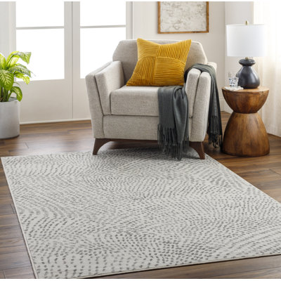 Brooklet Machine Woven Gray/White Abstract Area Rug