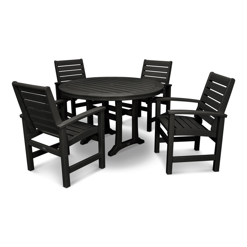 Signature 5-Piece Round Dining Set - Black
