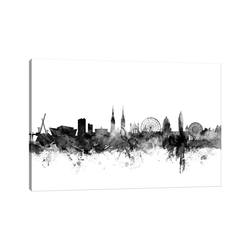 Belfast, Northern Ireland In Black & White by Michael Tompsett - Wrapped Canvas Gallery-Wrapped Canvas Giclée