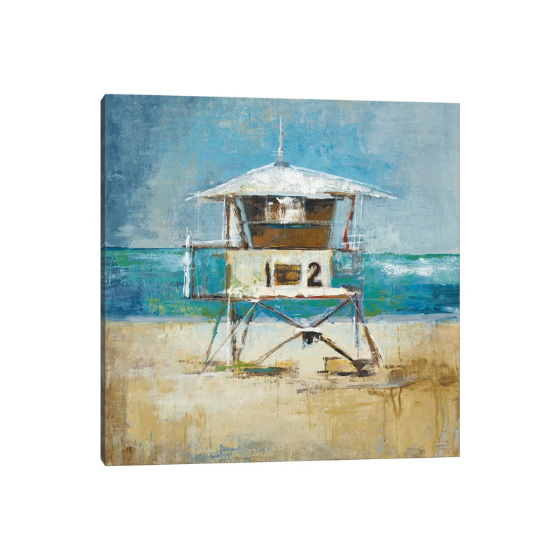 Lifeguard Tower by Liz Jardine - Wrapped Canvas Painting, 30.48 cm H x 30.48 cm W