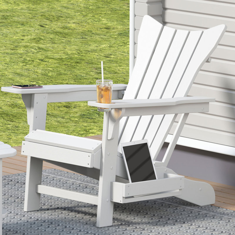 Chaise Adirondack pour l'extérieur en PEHD Licola, Blanc