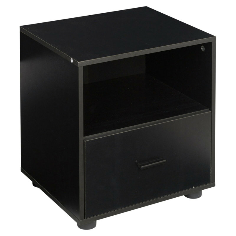 Lashley 40 cm W Bedside Table, Black