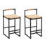 Ensemble de 2 tabourets de bar avec dossier en corde de papier tissé à hauteur de comptoir pour la cuisine et la maison (corde en papier avec dossier)-1971378352