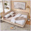 Structure de lit capitonnée en velours | Canapé-lit avec dossier moelleux et accoudoirs | Lit multifonctionnel confortable pour la chambre à coucher, le salon et les petits appartements-731958865-731958868