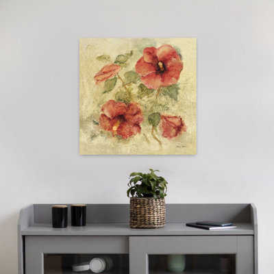 Soft Hibiscus I Traditional Vintage Hibiscus Flower Tropical Art