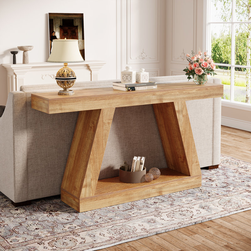 140cm Console Table, Natural Brown