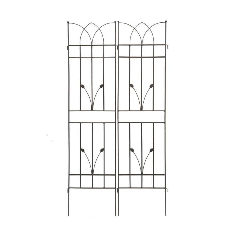 Paquet de 4 treillis de jardin en métal 71 po x 17,7 po antirouille pour plantes grimpantes support de fleurs extérieur brun