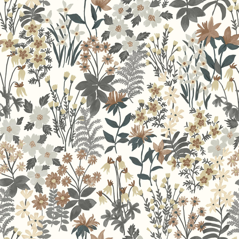 Rouleau de papier peint à motif floral classique L 33 pi x l 21 po Nayalis, Gris