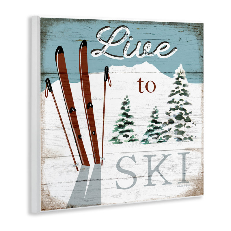 Live to Ski Rustic Snow Sports Wood Wall Plaque Art