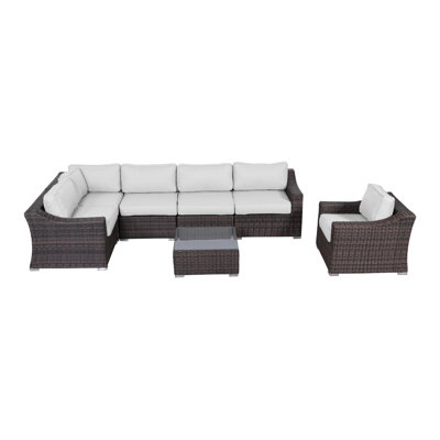 Saffi Wicker Fully Assembled 5 - Person Seating Group with Cushions