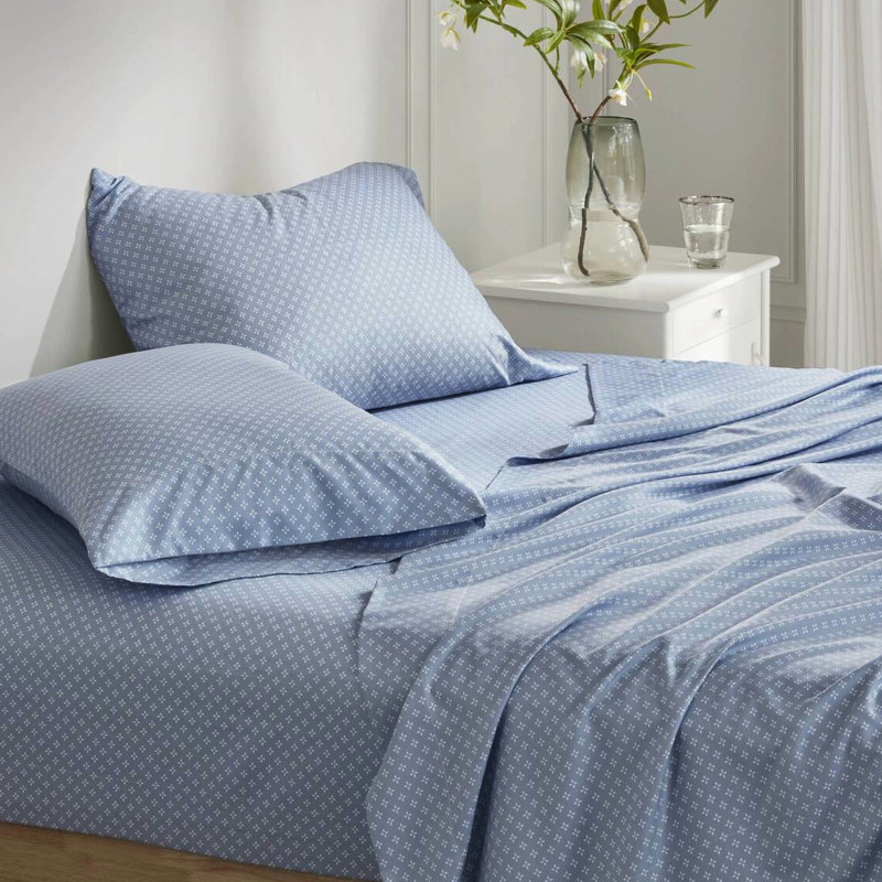Édredon à motif floral bleu, draps avec motif assorti, literie 100% microfibre douce jusqu'à 16 po, preuve