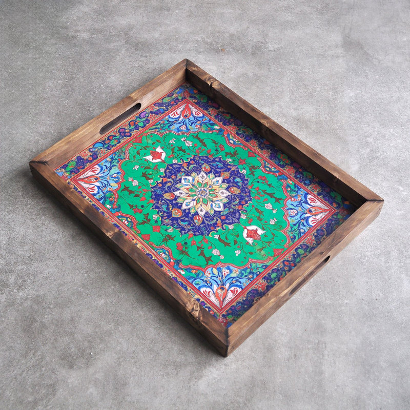 Elegant Solid Wood Tray, 18.9 x 15.0 x 1.6 inches | UV Printed on 0.2-inch Thick MDF | Perfect for Serving, Organizing, and Home Décor | Durable and Stylish Design for Any Occasion