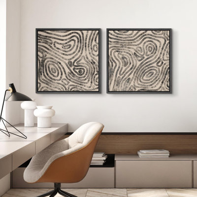 Abstrait beige géométrique gris géométrique moderne de salon moderne, impression sur toile encadrée