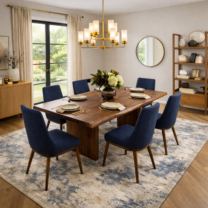 Chaise parsons Rosner, Mélange de polyester bleu