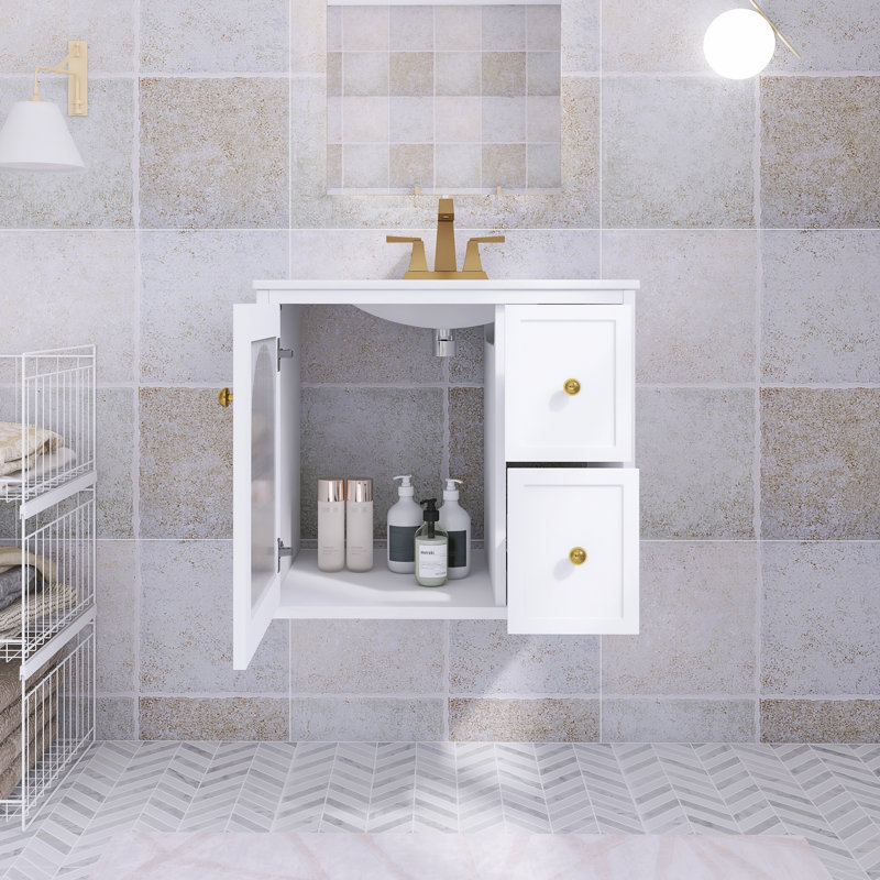 Meuble-lavabo mural 24 po avec comptoir en céramique