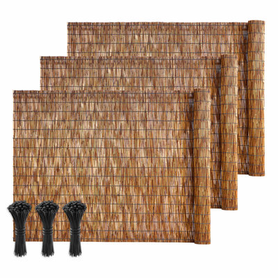 Clôture en roseau naturel, 4 pi x 16,4 pi, rouleau de clôture en roseau naturel, clôture décorative pour cloison de jardin, panneau de rideau d'intimité pour terrasse