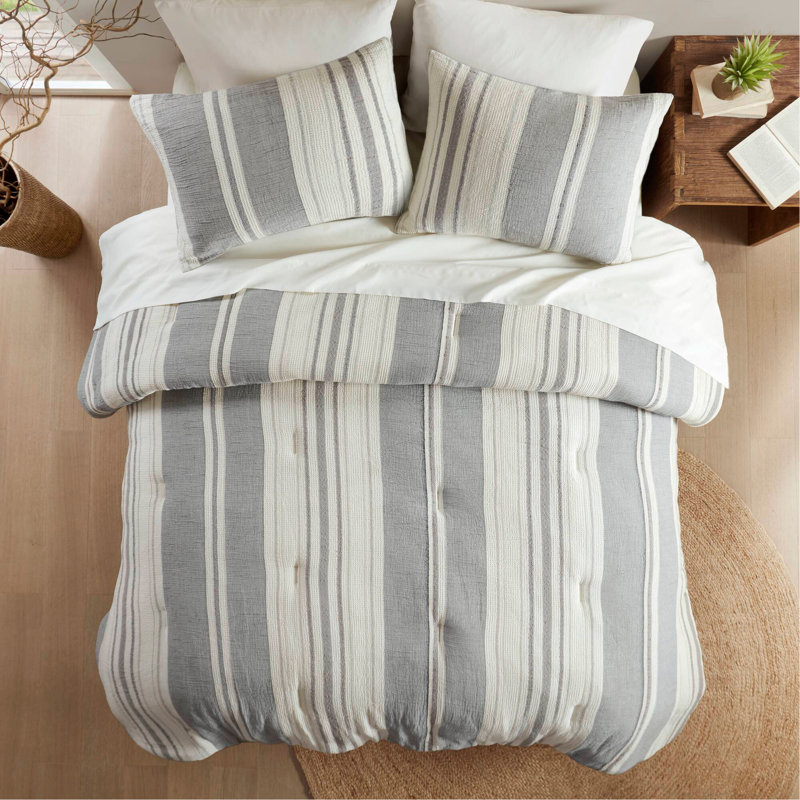 3PCS Full/Queen Comforter 3 PCS Set, Gray, Full/Queen Comforter + 2 Standard Shams