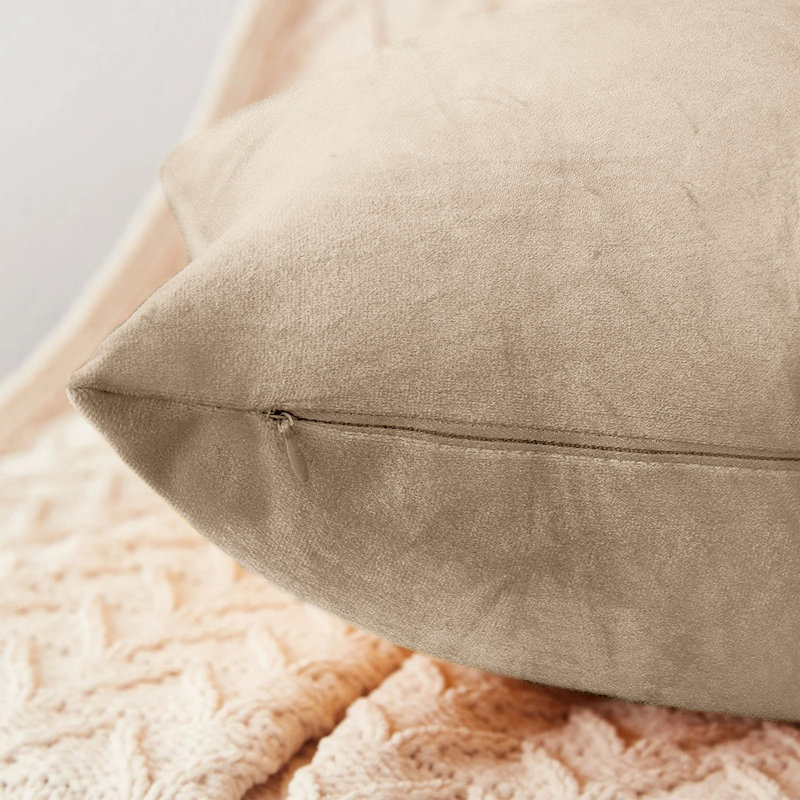Perignan Square Scatter Crushed Velvet Cushion Cover, Beige