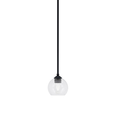 Mini-luminaire suspendu suspendu Zilo, fini granit foncé avec verre de 5,75 po
