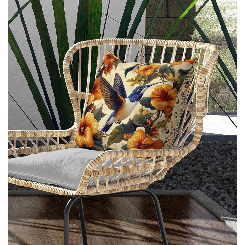 Jardin de motifs intérieur / extérieur 26 x 26, Square 26", Orange/bleu