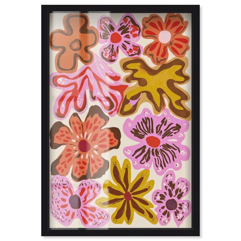 Fleurs d'été «I Floral Decor Shadowbox» par Art Remedy, H 16 po x l 11 po, Noir