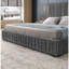 Très grand lit plateforme gris foncé, revêtement en chenille, conception plissée, table de chevet et lampes réglables, sans sommier, éclairage de lit de style minimaliste moderne, manuel - pour un look artistique-1067566780