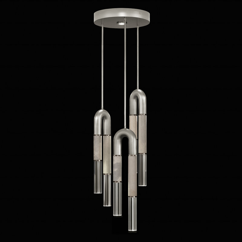 Antonia 7 - Light LED Pendant, Silver Leaf/Nickel/Smoke