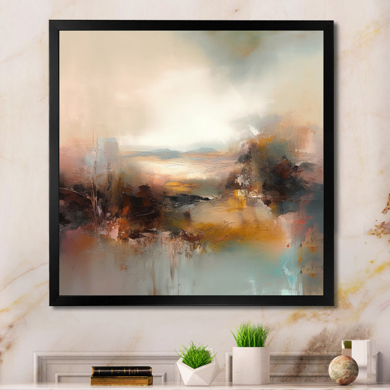 «Brown Abstracted Nature III», art mural abstrait, Cadre photo noir, H 16 po x l 16 po