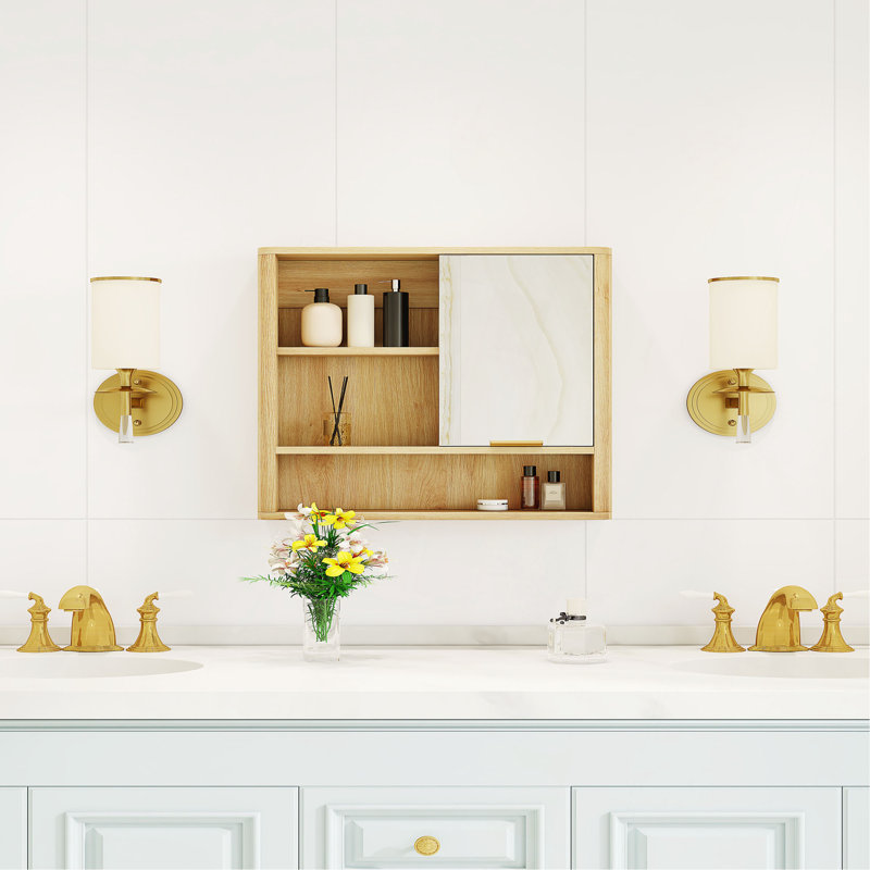 Armoire de rangement murale en bois naturel avec rangement en bois aggloméré