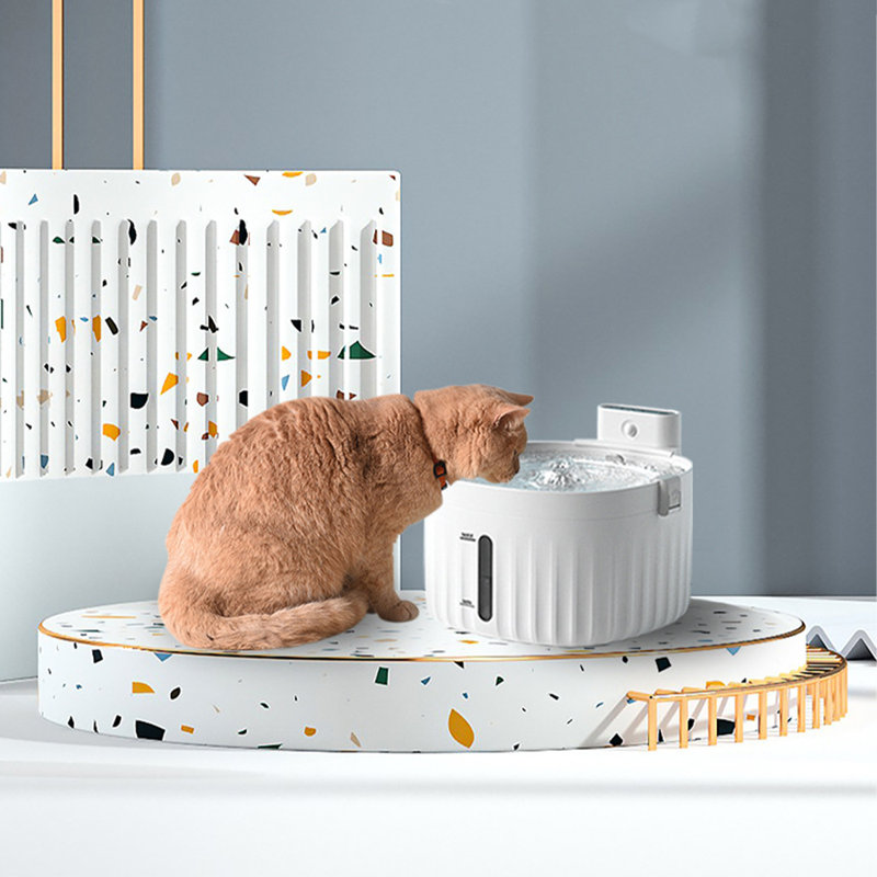 8'' White Stainless Steel Automatic Pet Water Fountain