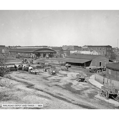 Railroad Depot and Yards, Historic Atlanta - reproduction de photo sur toile tendue