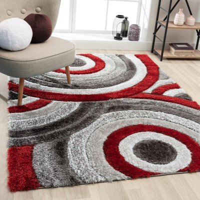 Tapis rouge à motif géométrique Koo