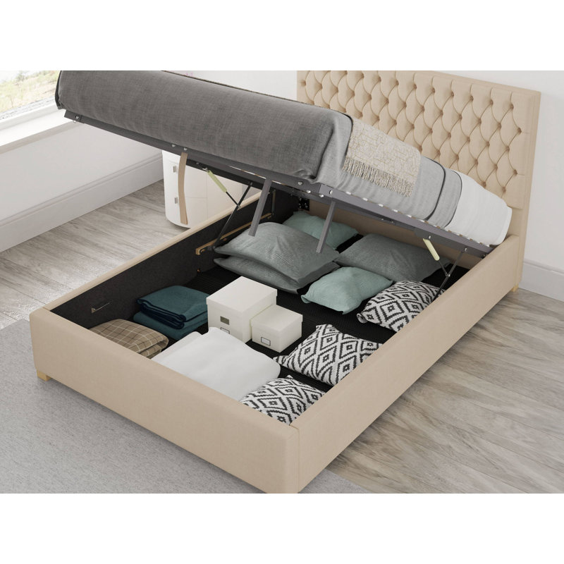 Central City Upholstered Ottoman Storage Bed, Super King (6'), Cream