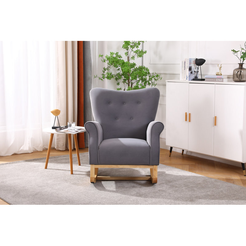 Chaise berçante moderne, fauteuil d'appoint rembourré pour chambre de bébé, Gris