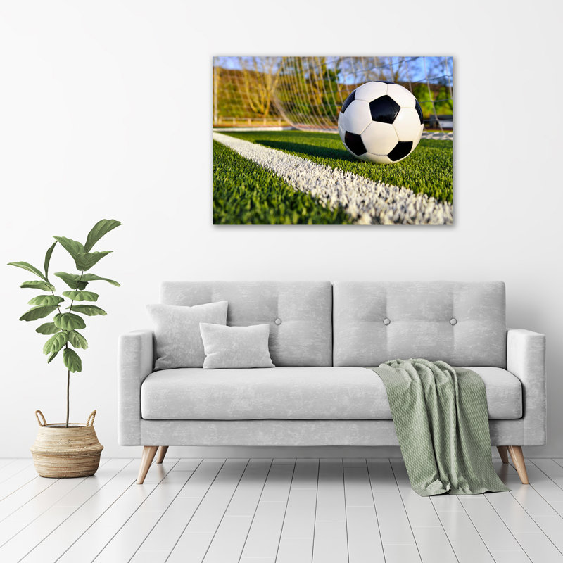 Ball in the goal 1 Piece Wall Art on Glass