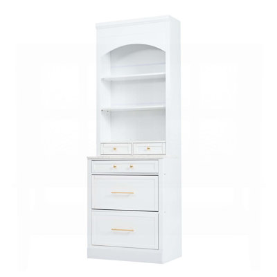 Modern 83.7inch High Kitchen Pantry, Freestanding Tall Hutch with Faux Marble Top and 5 Storage Drawers by Latitude Run
