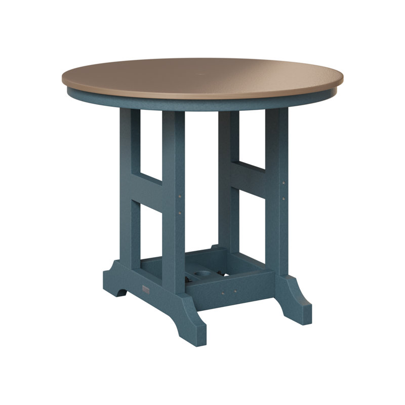 Berlin Gardens Garden Classic Round Bar Table, Hammered Top Bronze, Slate, 39.5" H x 38" W x 38" D