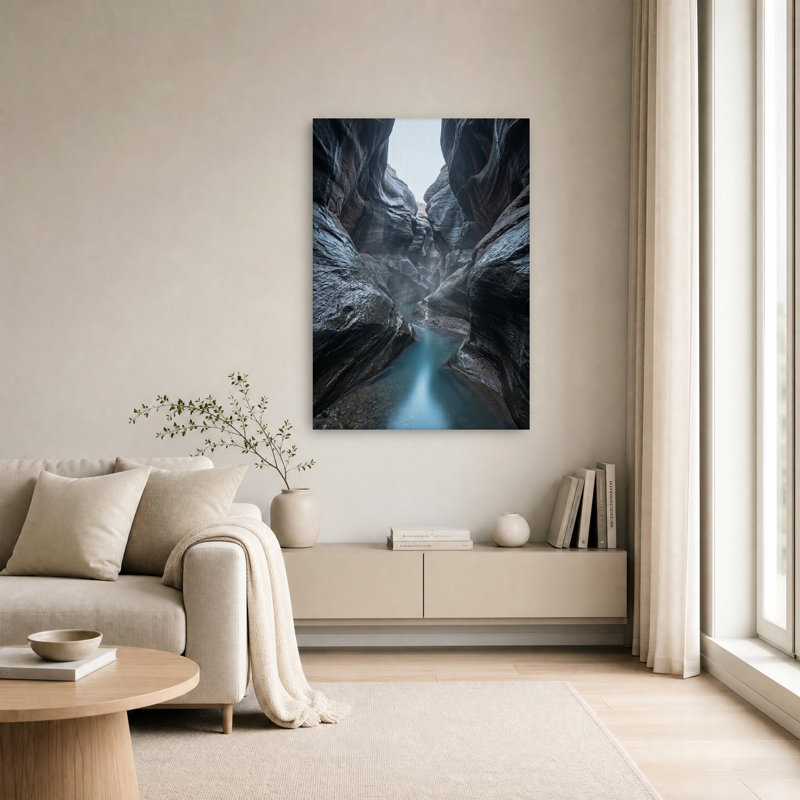 Art mural sur toile avec fente turquoise, H 18 po x l 12 po