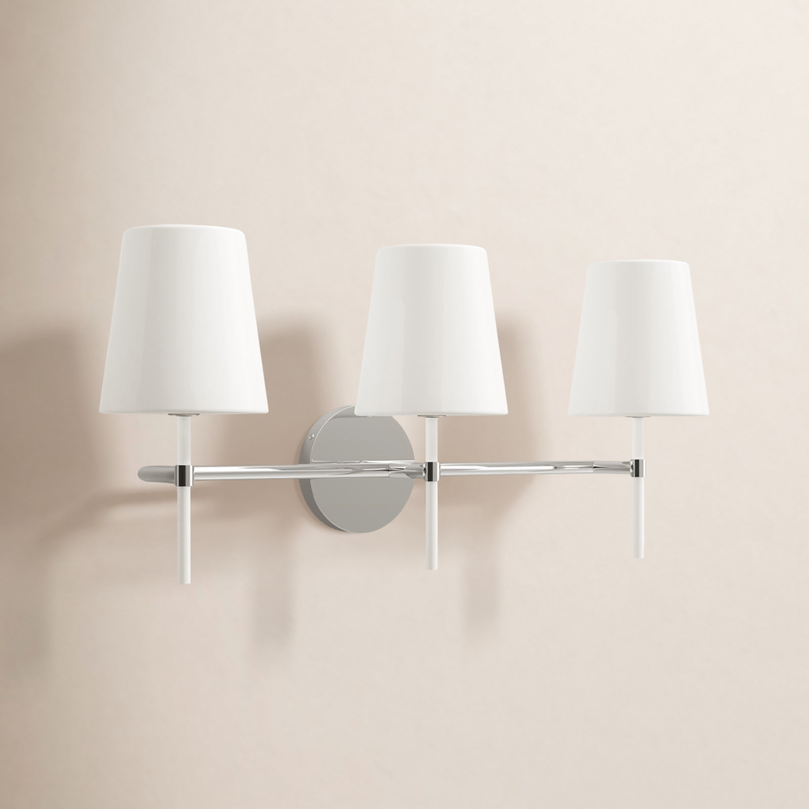 3 Light Frosted Dimmable Vanity Light, Polished Nickel