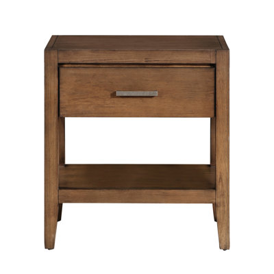Table de chevet transitionnelle avec tablette ouverte et finition brune Abbotstown