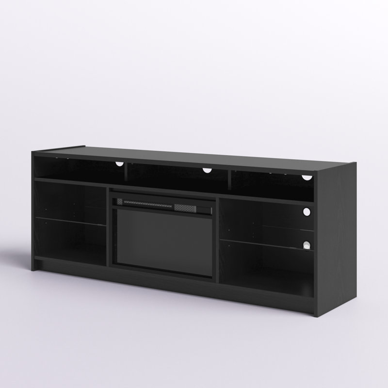 Meuble télé avec foyer électrique pour téléviseur de 65 po ou moins Amaryana, Noir