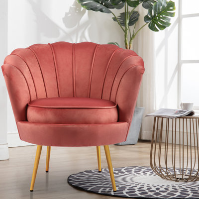 Fauteuil demi-tonneau en velours 28,8 po Raelynn