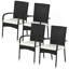 Chaises de salle à manger empilables en rotin avec coussins, ensemble de 4 chaises de patio en osier avec accoudoirs et dossier pour terrasse, terrasse